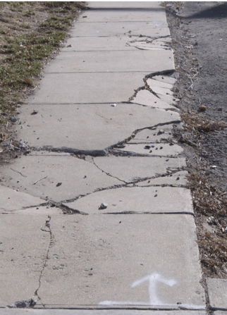 پیاده رو سیمانی مشابه سطح ترک خورده پوست